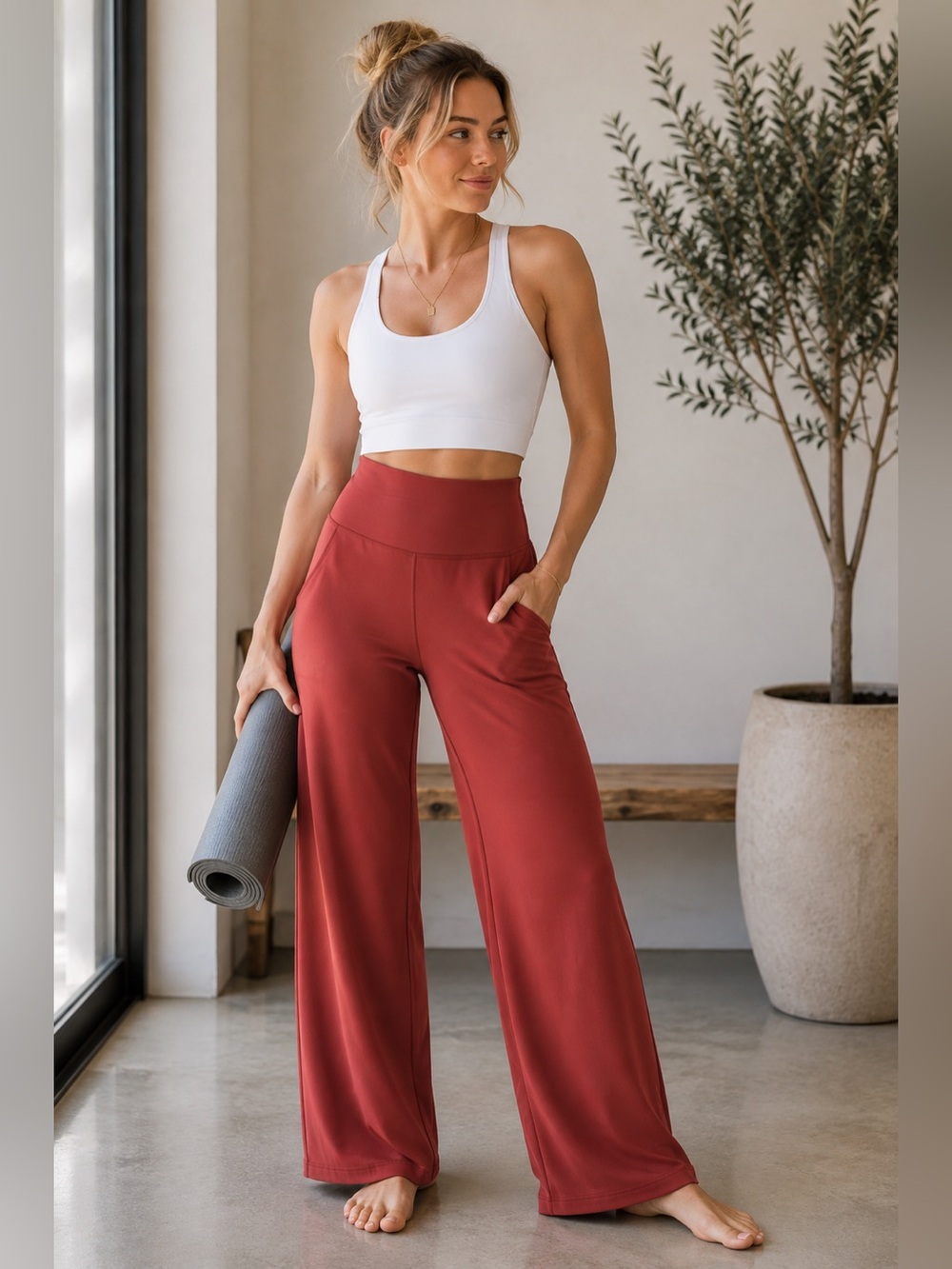 Lululemon Align High Rise Wide Leg Dark Terracotta Athleisure Pants